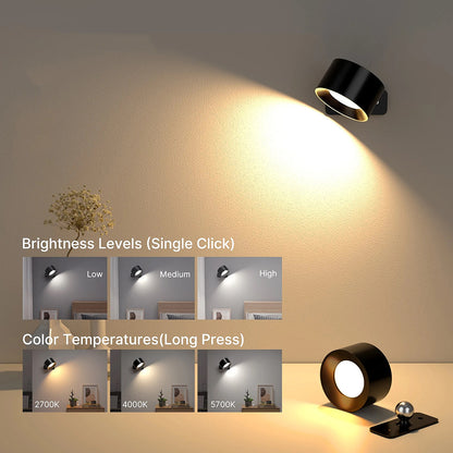 360° Rotatable Dimmable Touch Control Magnetic Ball Light LED Wall Sconce - USB Rechargeable_10